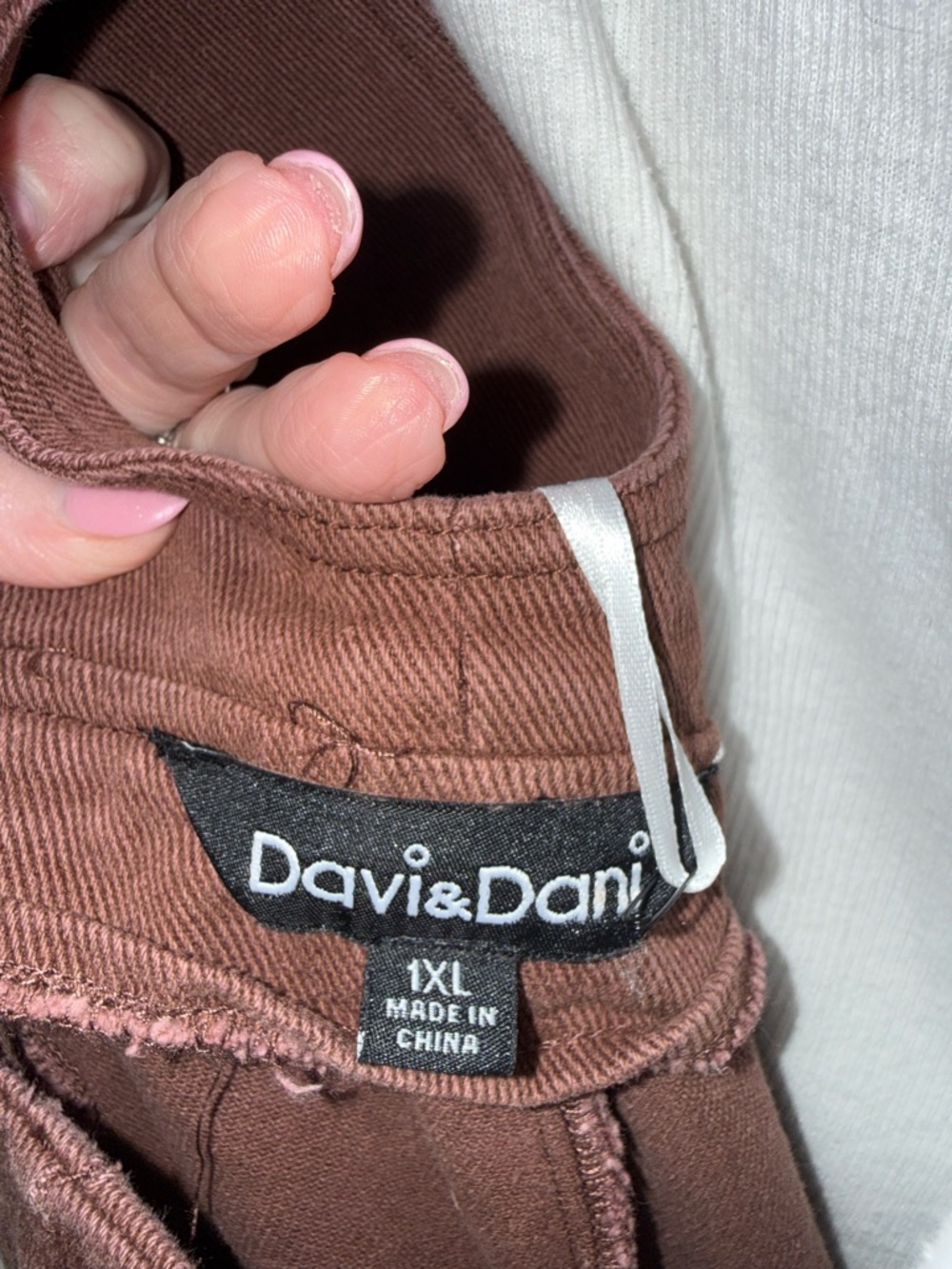 Davi & Dani Chocolate Brown Overalls with Contrast Flower 1X - Picture 9 of 10